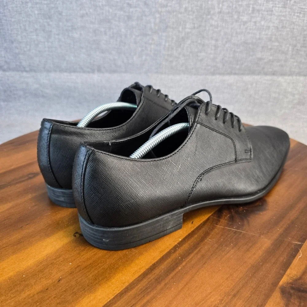 Abound Mens Black Textured Synthetic Lace Up Derby Dress Shoes Size 12M